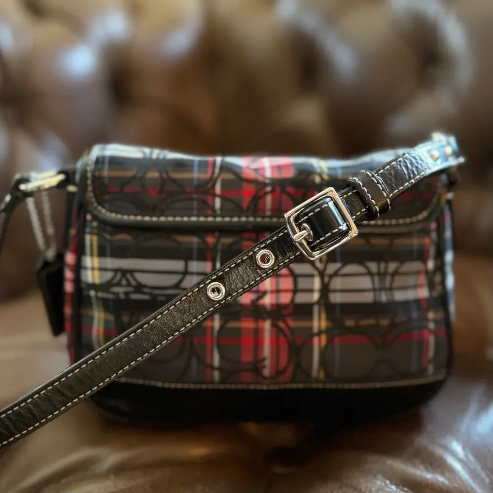 Coach Poppy Tartan Plaid Penny Flap Shoulder Bag F15477 Y2K